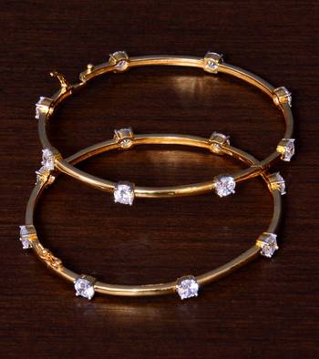 Gold Plated AAA CZ Embellished Openable AD Bangles BD411 1