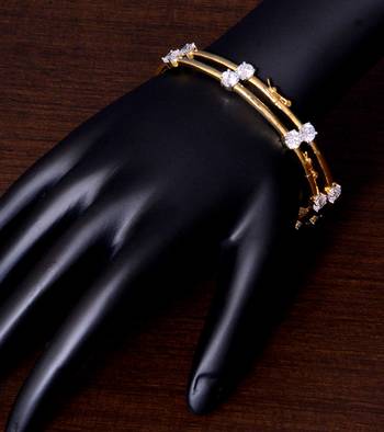 Gold Plated AAA CZ Embellished Openable AD Bangles BD411 2