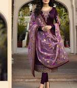 Wine embroidered georgette salwar