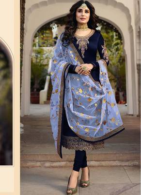 Blue embroidered georgette salwar 1