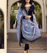 Blue embroidered georgette salwar