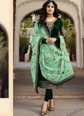 Green embroidered georgette salwar 1