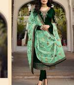 Green embroidered georgette salwar