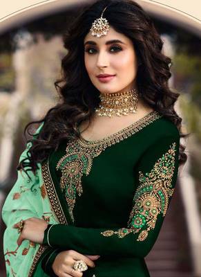 Green embroidered georgette salwar 2