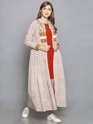 Cream FULL SLEEVE SHRUG WITH GATHERED PANELS ON WAIST 1