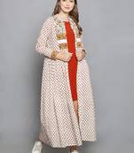 Cream FULL SLEEVE SHRUG WITH GATHERED PANELS ON WAIST