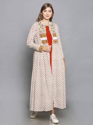 Cream FULL SLEEVE SHRUG WITH GATHERED PANELS ON WAIST 2