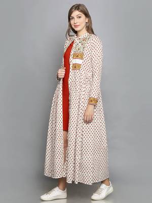 Cream FULL SLEEVE SHRUG WITH GATHERED PANELS ON WAIST 4