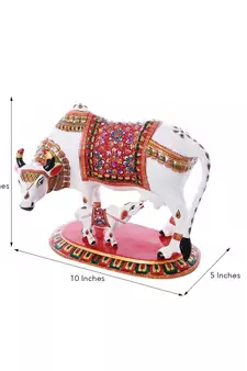 Meenakari Metal Colorful Cow And Calf Figurine