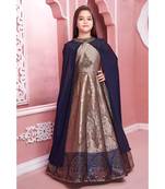 Blue embroidered Polyester kids girl gowns