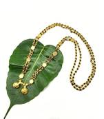 Mangalsutra Golden Vati Pendant Mangalsutra Black Gold Beads Laxmi Coin Double Line Layer Long Chain Necklace