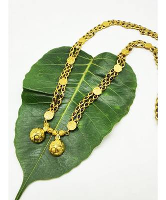 Mangalsutra Golden Vati Pendant Mangalsutra Black Gold Beads Laxmi Coin Double Line Layer Long Chain Necklace 2