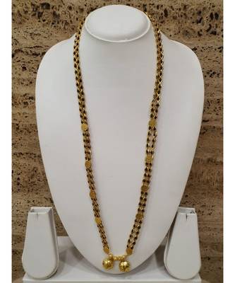 Mangalsutra Golden Vati Pendant Mangalsutra Black Gold Beads Laxmi Coin Double Line Layer Long Chain Necklace 3
