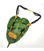 Mangalsutra Antique Golden Pendant White Bead Black 4 Line Layer Short Mangalsutra Thushi Kolhapuri Necklace