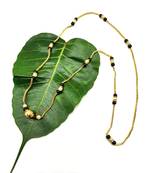 Mangalsutra Big Golden Mani Pendant White And Black Beads Single Line Layer Long Chain Mangalsutra Necklace