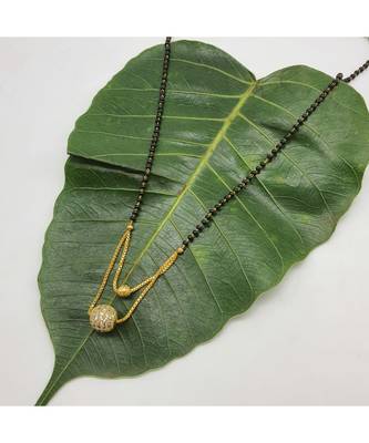 Mangalsutra Multi Strand Gold Double Hain Layer Mani Kanthi Stone Pendant Black Beads Short Chain Mangalsutra 3