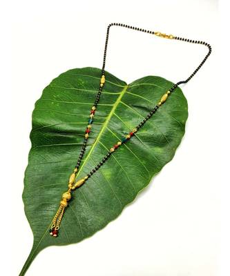 Mangalsutra  Golden Ball Pendant Latkan Multicolor Black Beads Single Line Layer Short Mangalsutra Necklace 1