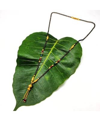 Mangalsutra  Golden Ball Pendant Latkan Multicolor Black Beads Single Line Layer Short Mangalsutra Necklace 2