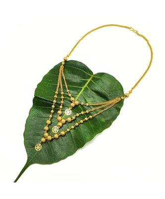 Necklace Multi Strand Gold Plated Triple Hain 3 Layer Gundla Mala Big Golden Mani Pendant Chain Mangalsutra 1