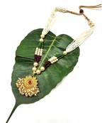 Necklace Multi Strand Golden Pendant With Pink Stone Multicolor Bead Mala Multi Layer Mangalsutra Jewellery