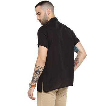 Black Plain Cotton Stitched Short Kurta 2