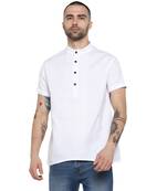 White Plain Cotton Stitched Short Kurta