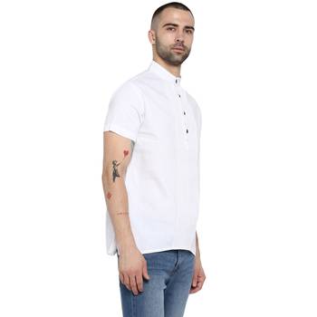 White Plain Cotton Stitched Short Kurta 4