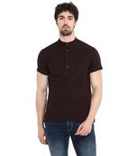 Black Woven Cotton Stitched Short Kurta