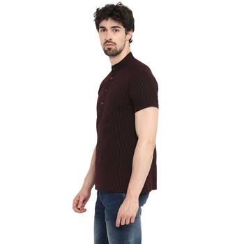 Black Woven Cotton Stitched Short Kurta 3
