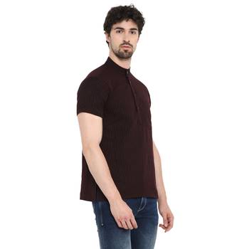 Black Woven Cotton Stitched Short Kurta 4