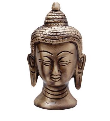 Metal Meditating Buddha Head with Curly Hair 1