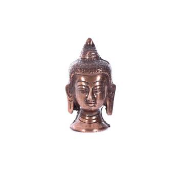 Metal Meditating Buddha Head with Curly Hair 3