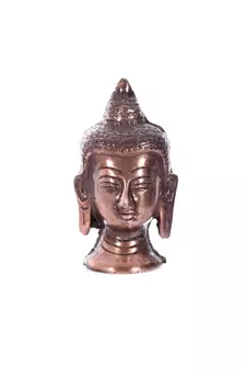 Metal Meditating Buddha Head with Curly Hair