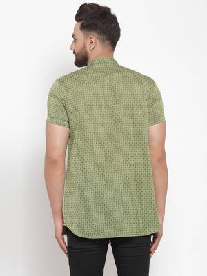 Green Plain Cotton Stitched Short Kurta 2