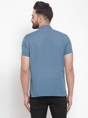 Blue Plain Cotton Stitched Short Kurta 2