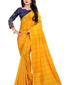 Yellow printed georgette saree with blouse