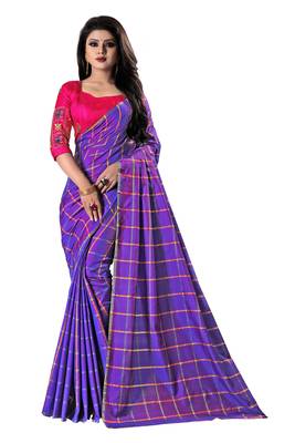 Purple printed georgette saree with blouse 2
