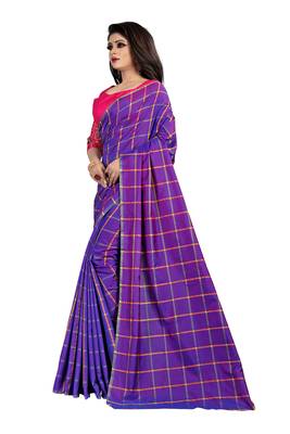 Purple printed georgette saree with blouse 3