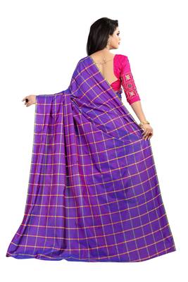 Purple printed georgette saree with blouse 4