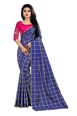 Navy blue printed georgette saree with blouse 1