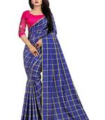 Navy blue printed georgette saree with blouse