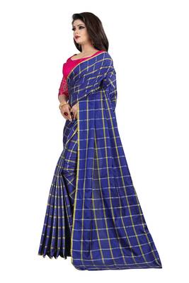 Navy blue printed georgette saree with blouse 3