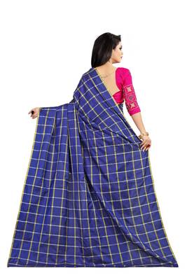 Navy blue printed georgette saree with blouse 4