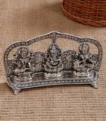 ecraftindia silver laxmi ganesha saraswati idol - decorative home figurine, 10   