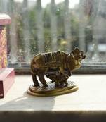 Brass Holy Kamdhenu Cow and Calf Figurine