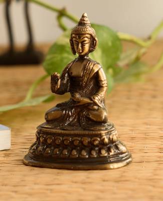 antique finish brass meditating buddha statue 1