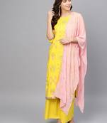 Yellow printed viscose rayon salwar