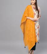 Cream printed cotton salwar