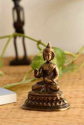 antique finish brass meditating buddha statue 4