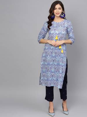Blue printed cotton salwar 1
